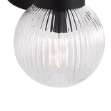 Whitaker 3 Light Vanity 24", Matte Black and Clear Ribbed Glass