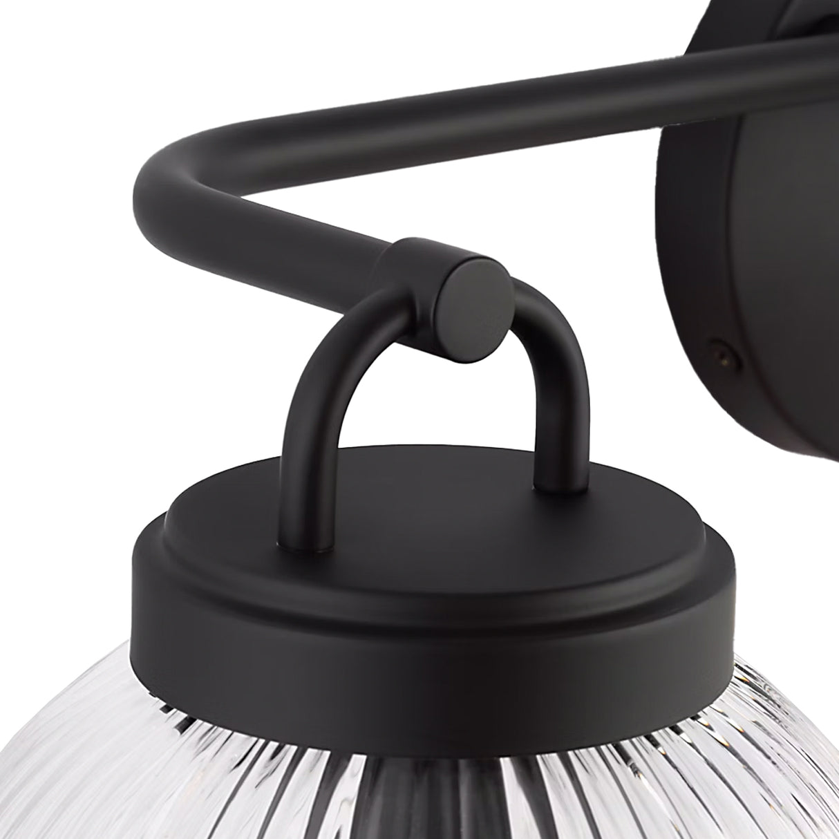 Whitaker 3 Light Vanity 24", Matte Black and Clear Ribbed Glass