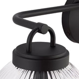 Whitaker 3 Light Vanity 24", Matte Black and Clear Ribbed Glass