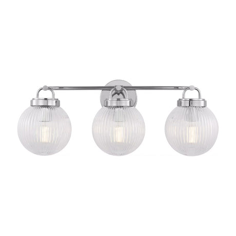 Whitaker 3 Light Vanity 24", Chrome and Clear Ribbed Glass