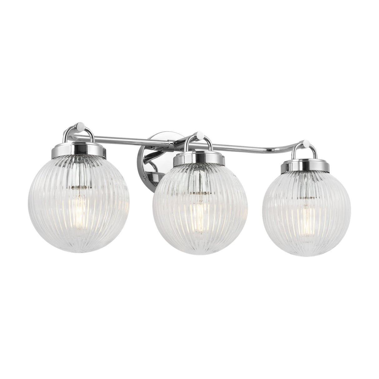Whitaker 3 Light Vanity 24", Chrome and Clear Ribbed Glass