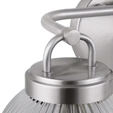Whitaker 2 Light Vanity 16", Brushed Nickel and Clear Ribbed Glass