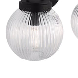 Whitaker 2 Light Vanity 16", Matte Black and Clear Ribbed Glass