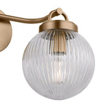 Whitaker 2 Light Vanity 16", Satin Brass and Clear Ribbed Glass