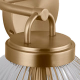 Whitaker 2 Light Vanity 16", Satin Brass and Clear Ribbed Glass