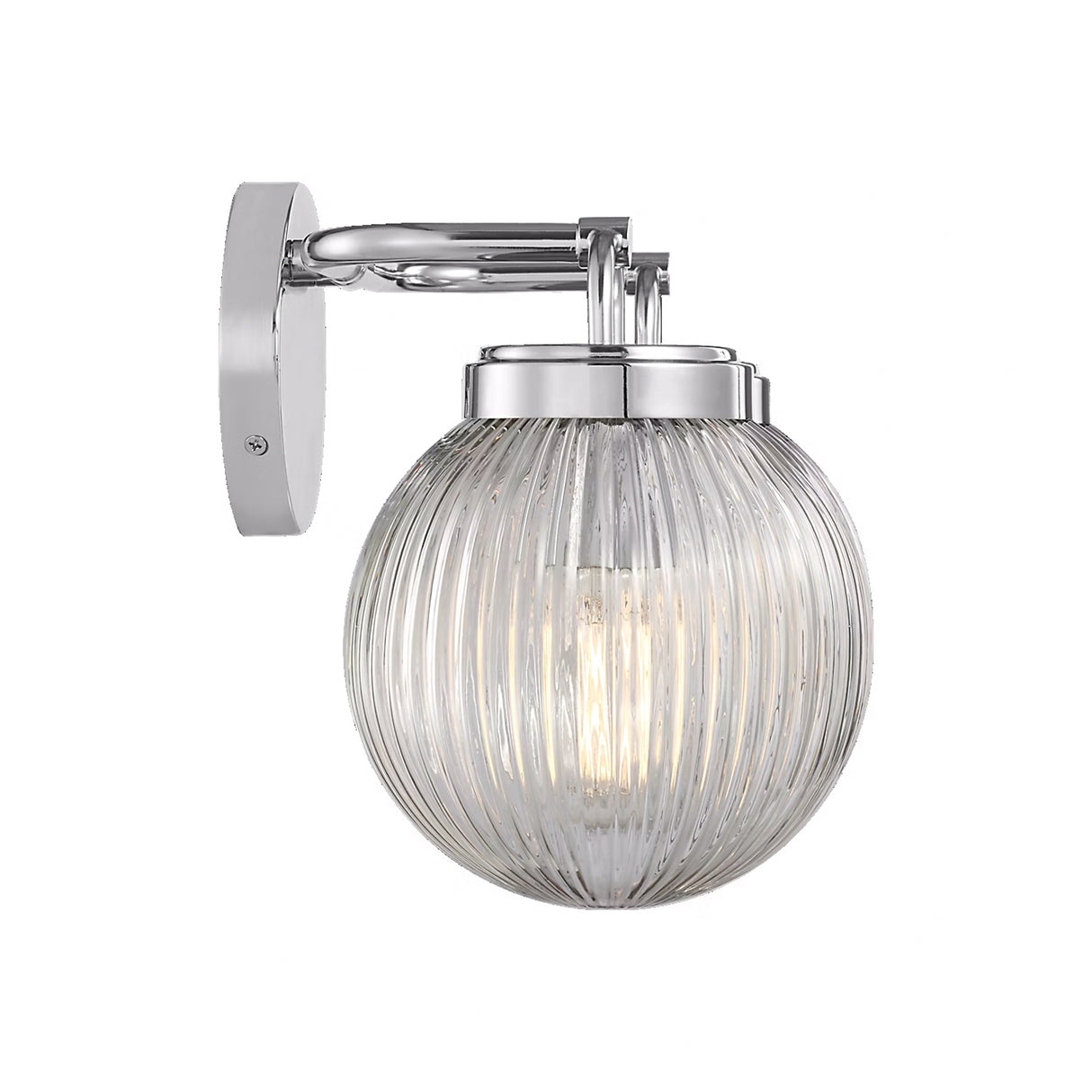 Whitaker 2 Light Vanity 16", Chrome and Clear Ribbed Glass