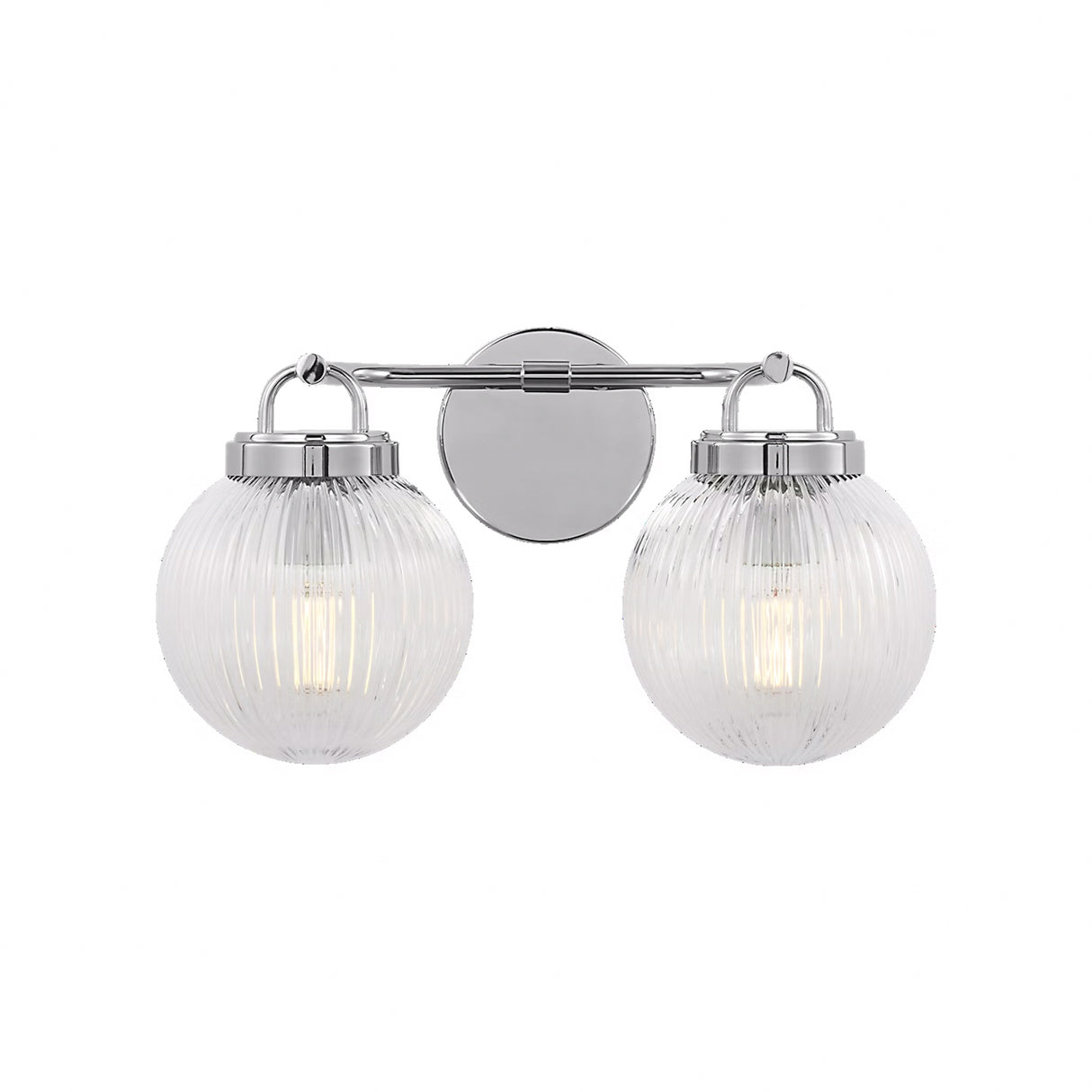 Whitaker 2 Light Vanity 16", Chrome and Clear Ribbed Glass