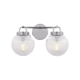 Whitaker 2 Light Vanity 16", Chrome and Clear Ribbed Glass