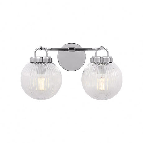 Whitaker 2 Light Vanity 16", Chrome and Clear Ribbed Glass