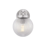 Whitaker Wall Sconce 9", Brushed Nickel and Clear Ribbed Glass