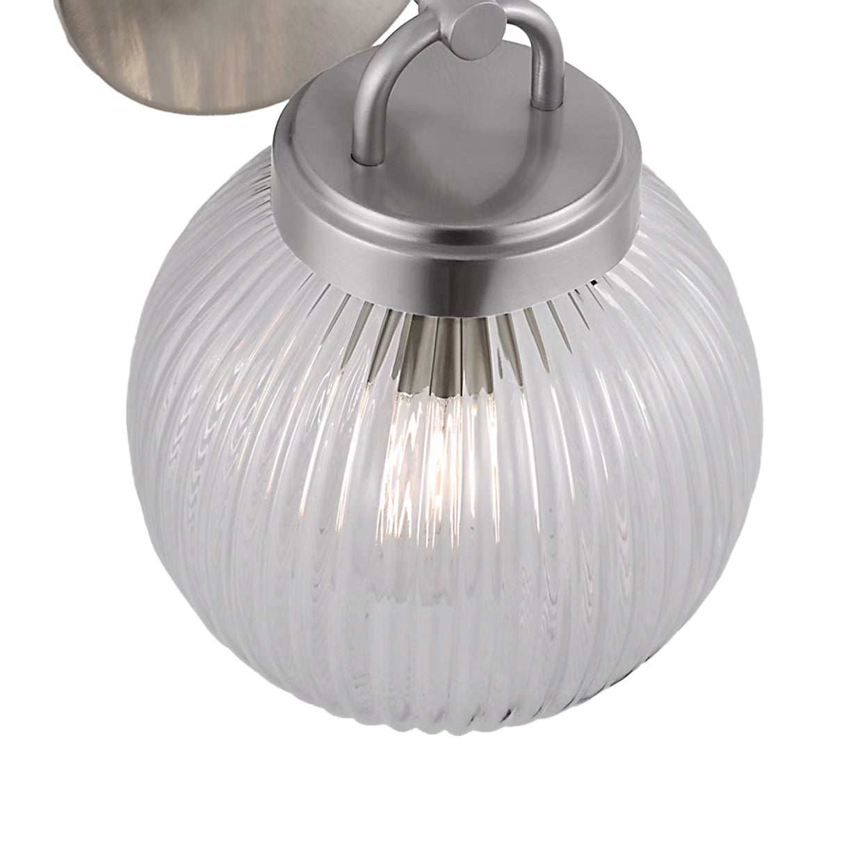 Whitaker Wall Sconce 9", Brushed Nickel and Clear Ribbed Glass