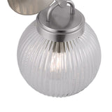 Whitaker Wall Sconce 9", Brushed Nickel and Clear Ribbed Glass
