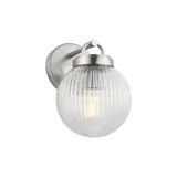 Whitaker Wall Sconce 9", Brushed Nickel and Clear Ribbed Glass