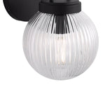 Whitaker Wall Sconce 9", Matte Black and Clear Ribbed Glass