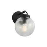 Whitaker Wall Sconce 9", Matte Black and Clear Ribbed Glass