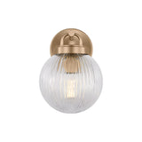 Whitaker Wall Sconce 9", Satin Brass and Clear Ribbed Glass