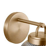 Whitaker Wall Sconce 9", Satin Brass and Clear Ribbed Glass