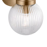 Whitaker Wall Sconce 9", Satin Brass and Clear Ribbed Glass