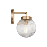 Whitaker Wall Sconce 9", Satin Brass and Clear Ribbed Glass