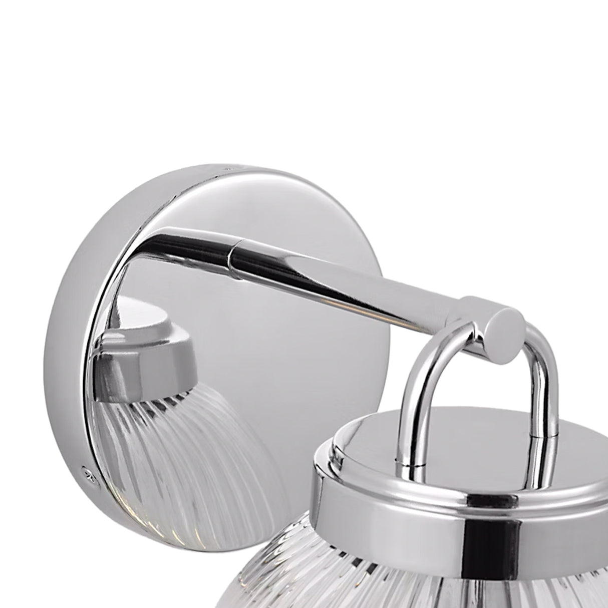 Whitaker Wall Sconce 9", Chrome and Clear Ribbed Glass
