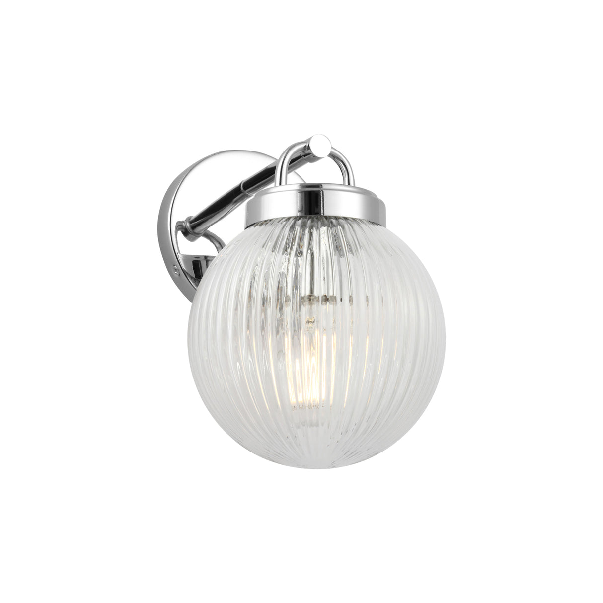 Whitaker Wall Sconce 9", Chrome and Clear Ribbed Glass