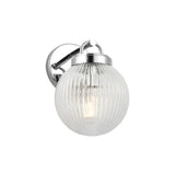 Whitaker Wall Sconce 9", Chrome and Clear Ribbed Glass