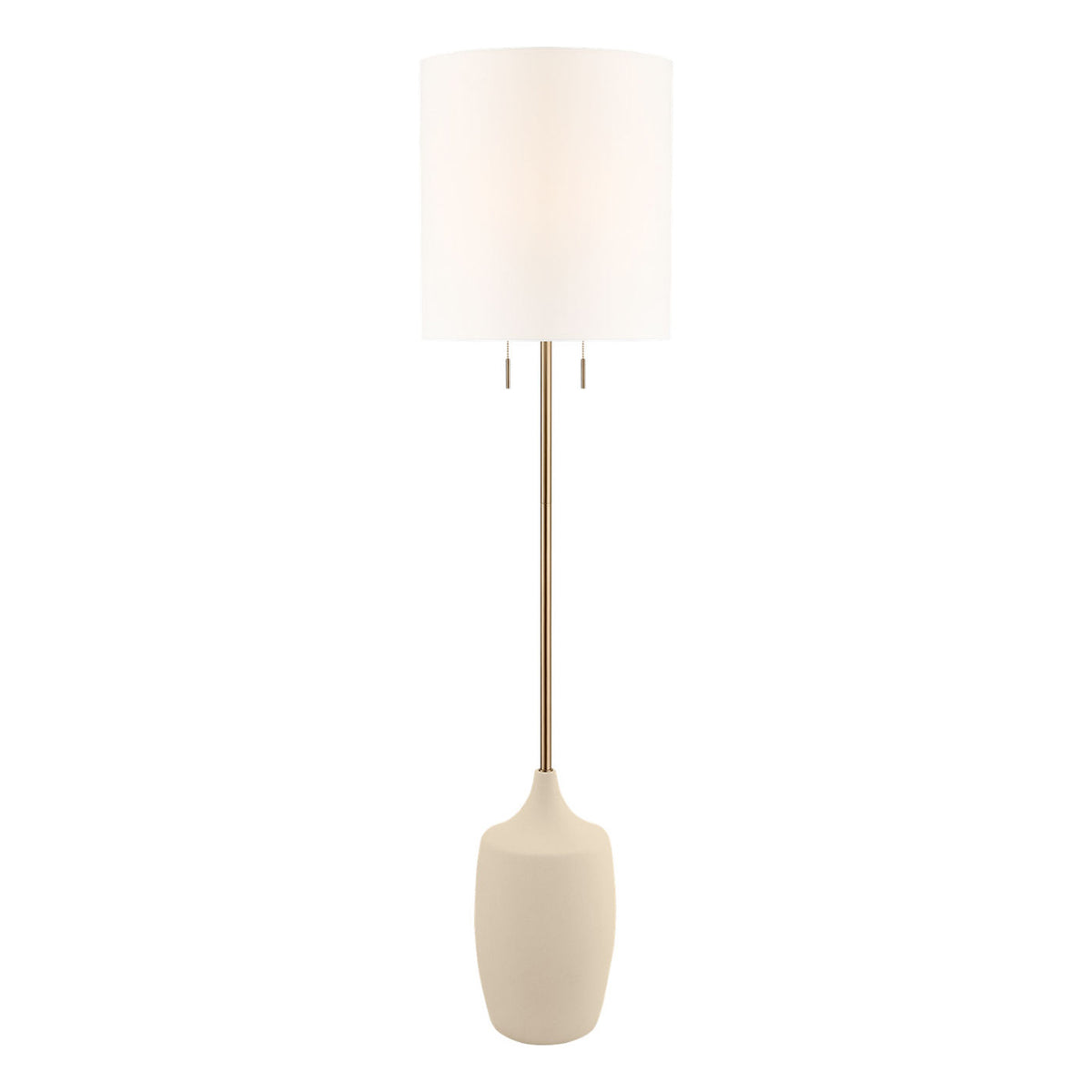 Stroud Floor Lamp 62", Aged Brass and Beige