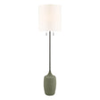 Stroud Floor Lamp 62", Aged Iron and Thyme, front view showing white drum shade over a thyme base