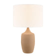 Stroud Large Table Lamp 27", Terracotta, front view showing a white drum shade on a textured terracotta base