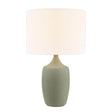 Stroud Large Table Lamp 27", Thyme, front view showing a white drum fabric shade on a textured Thyme base