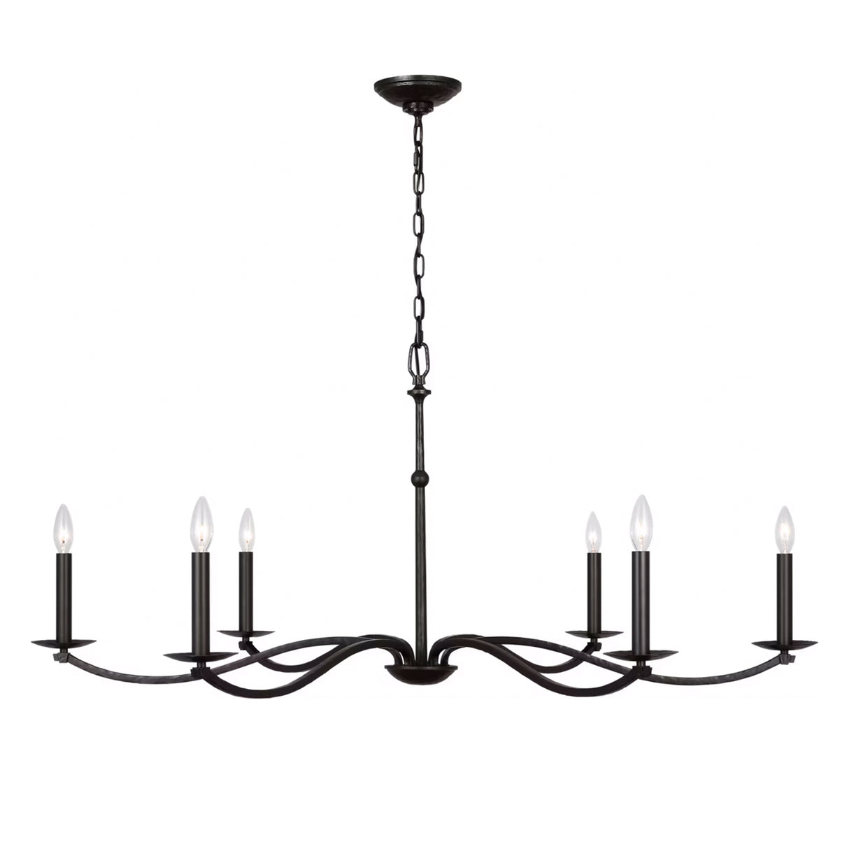 Davina 6 Light Chandelier 48", Aged Iron