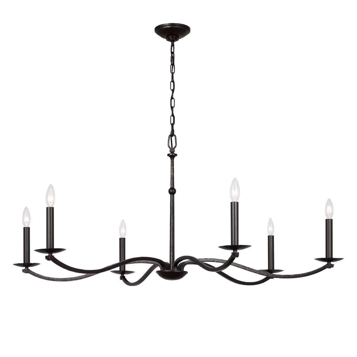 Davina 6 Light Chandelier 48", Aged Iron