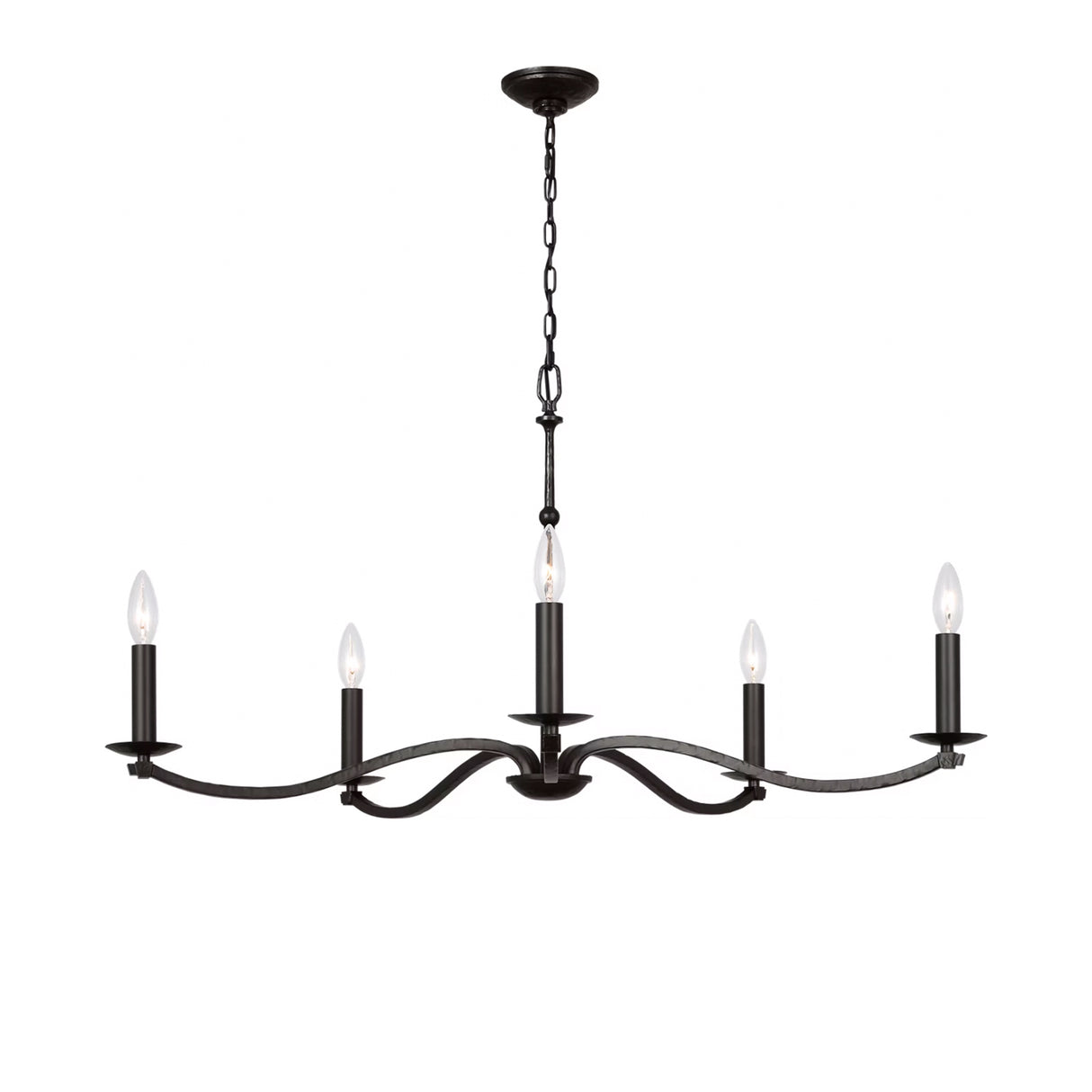 Davina 5 Light Chandelier 36", Aged Iron
