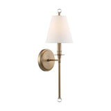 Bellamy Wall Sconce 20", Aged Brass and White Fabric