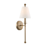 Bellamy Wall Sconce 20", Aged Brass and White Fabric