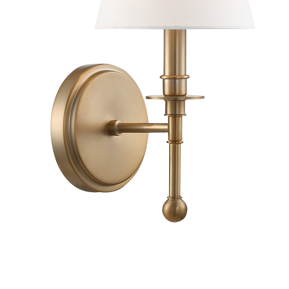 Bellamy Wall Sconce 20", Aged Brass and White Fabric