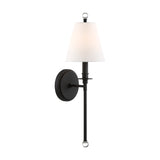 Bellamy Wall Sconce 20", Forged Black and White Fabric