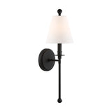Bellamy Wall Sconce 20", Forged Black and White Fabric