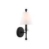 Bellamy Wall Sconce 20", Forged Black and White Fabric
