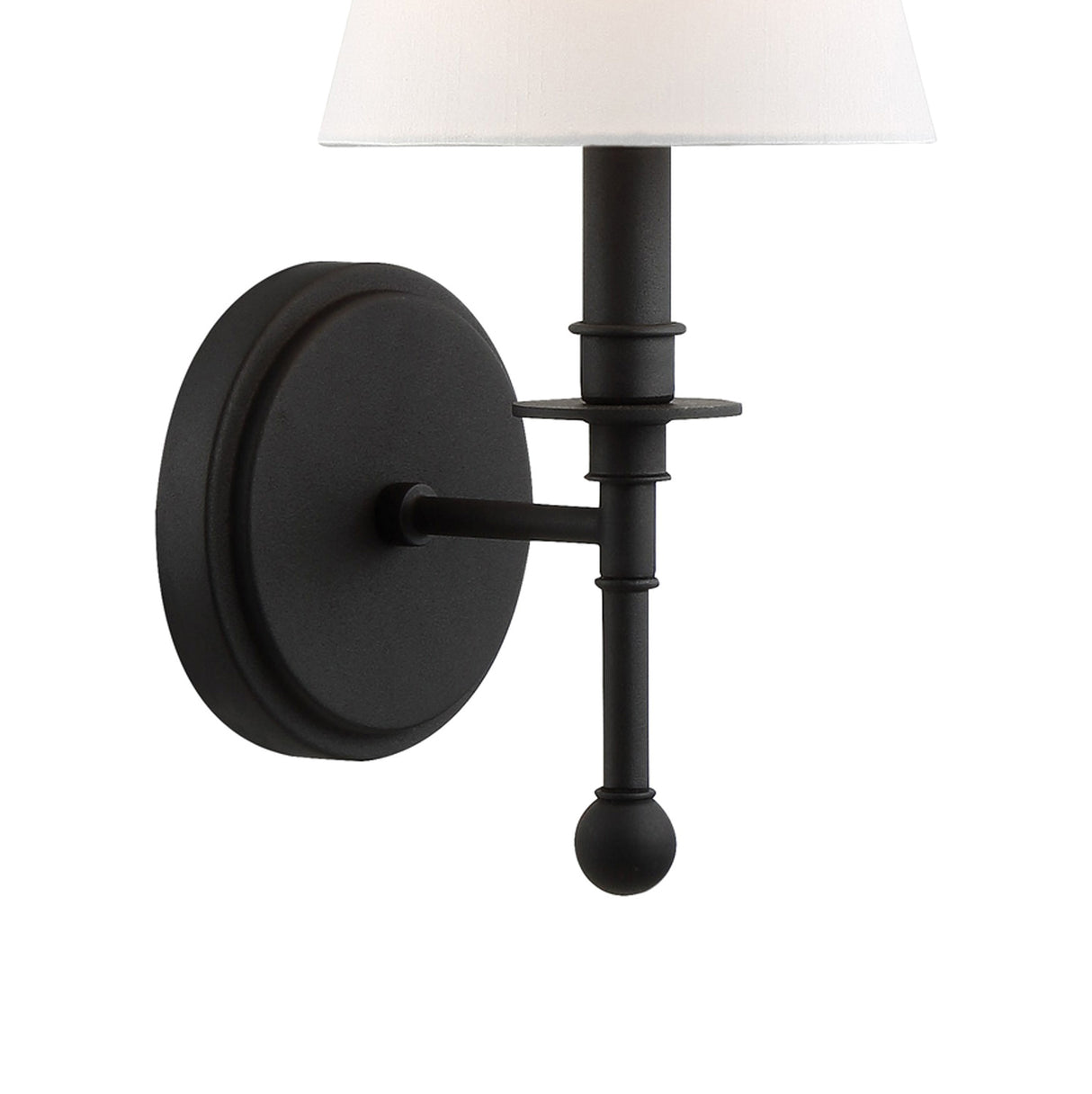 Bellamy Wall Sconce 20", Forged Black and White Fabric