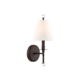 Bellamy Wall Sconce 20", Bronze and White Fabric