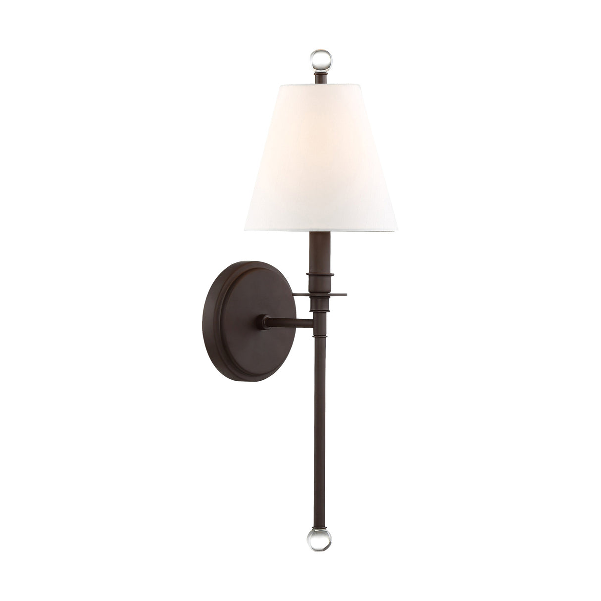 Bellamy Wall Sconce 20", Bronze and White Fabric