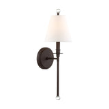 Bellamy Wall Sconce 20", Bronze and White Fabric