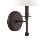 Bellamy Wall Sconce 20", Bronze and White Fabric