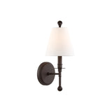 Bellamy Wall Sconce 20", Bronze and White Fabric