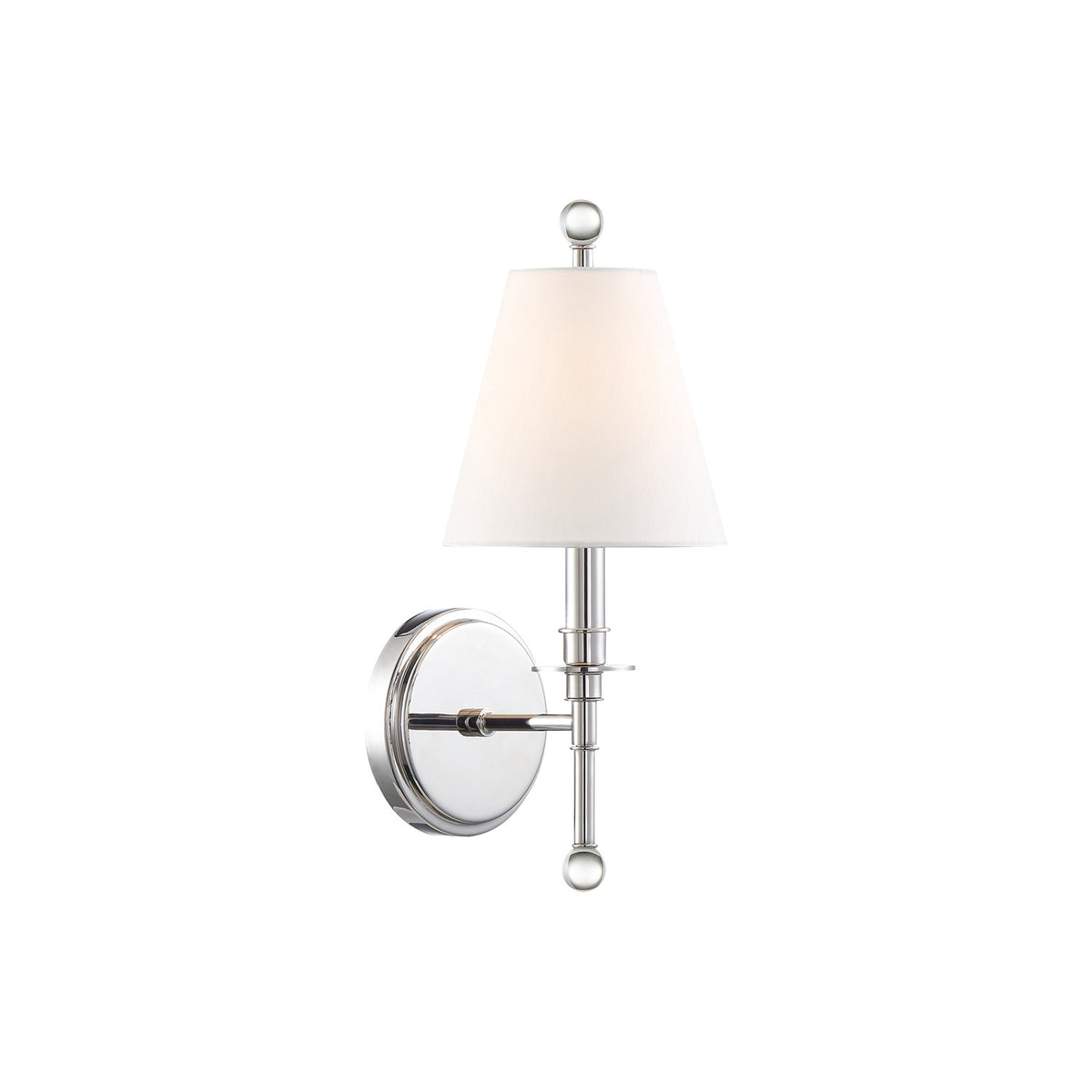 Bellamy Wall Sconce 20", Polished Nickel and White Fabric