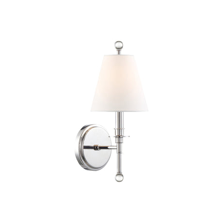 Bellamy Wall Sconce 20", Polished Nickel and White Fabric