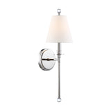 Bellamy Wall Sconce 20", Polished Nickel and White Fabric