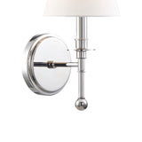 Bellamy Wall Sconce 20", Polished Nickel and White Fabric