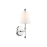 Bellamy Wall Sconce 20", Polished Nickel and White Fabric